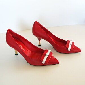 NEW!!  BEAUTIISOLES Jennifer Red Italian Leather Pointed Toe Pump Size 7 1/2